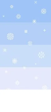 Vertical winter background. Minimalist poster with snowflakes in pixel art Stock Illustration