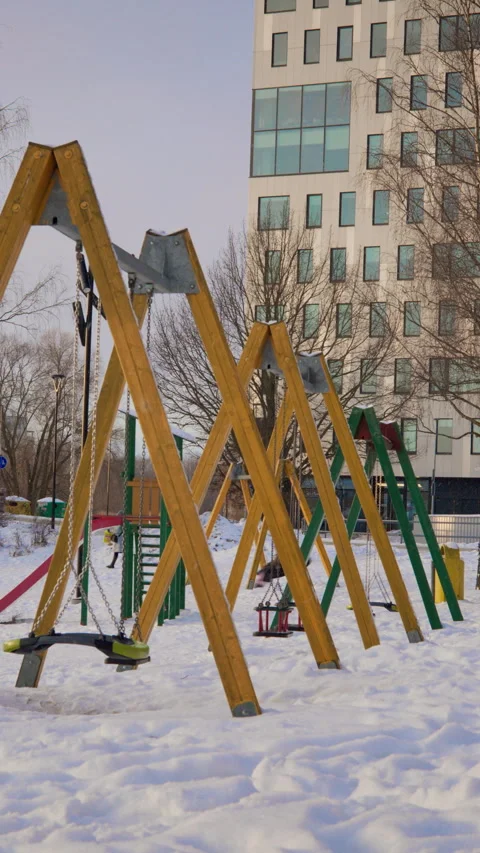Vertical Winter Playground Scene Stock Footage 331162511