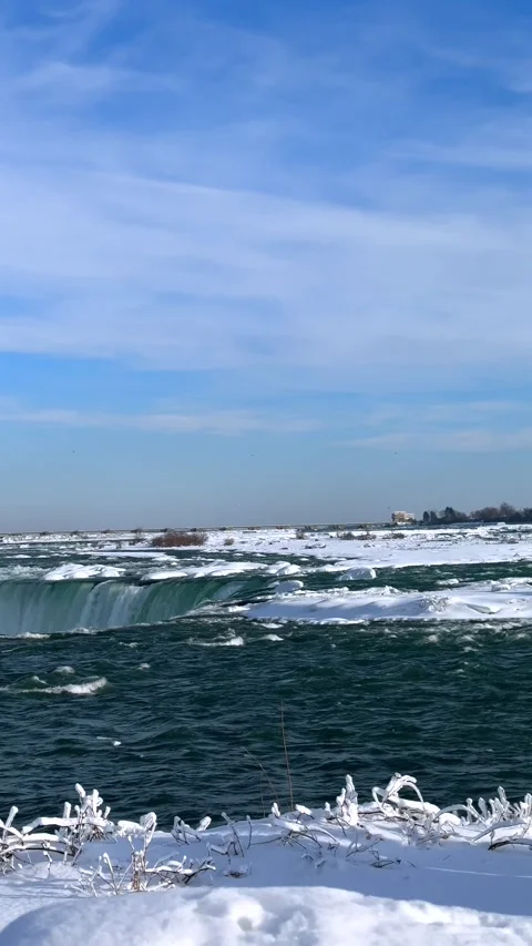Vertical Winter View Of Niagara River Rapids Above Horseshoe Falls Stock-Footage 342331605