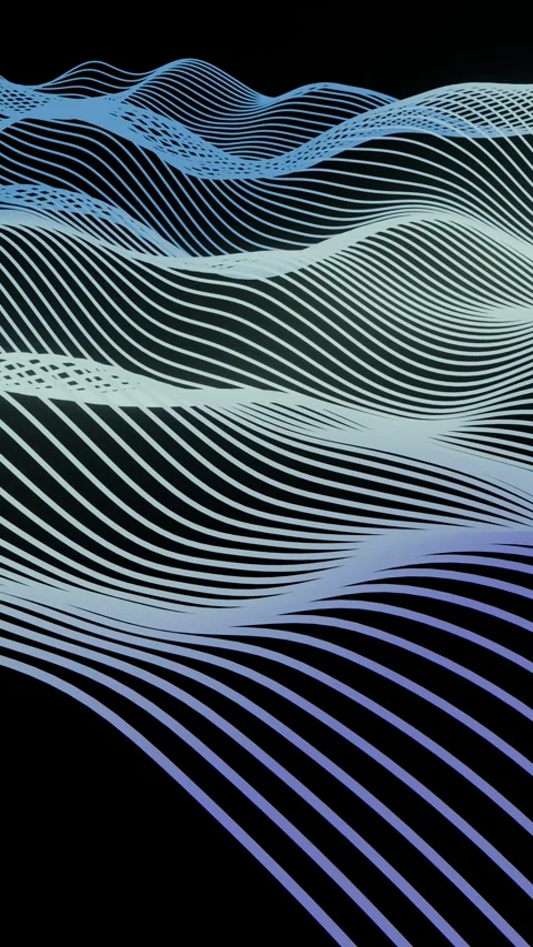 Vertical Wireframe Waves Abstract Animation, Blue Purple Futuristic 库存影片 336336528