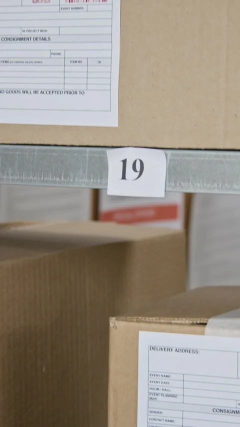 Vertical of Woman Scanning Barcode on Delivery Boxes in Warehouse Stock Footage 346051273