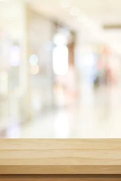 Vertical wood table background and blur background, Empty wooden counter, she Stock Photos