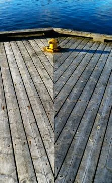 Vertical wooden deck composition Stock Photos