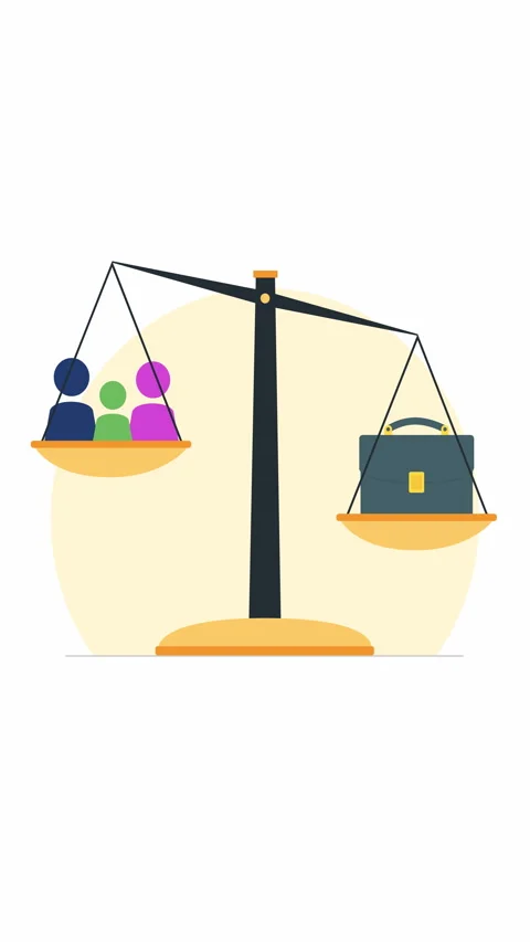 Vertical Work Life Balance Animation with Family and Briefcase Stockbeeldmateriaal 336997064