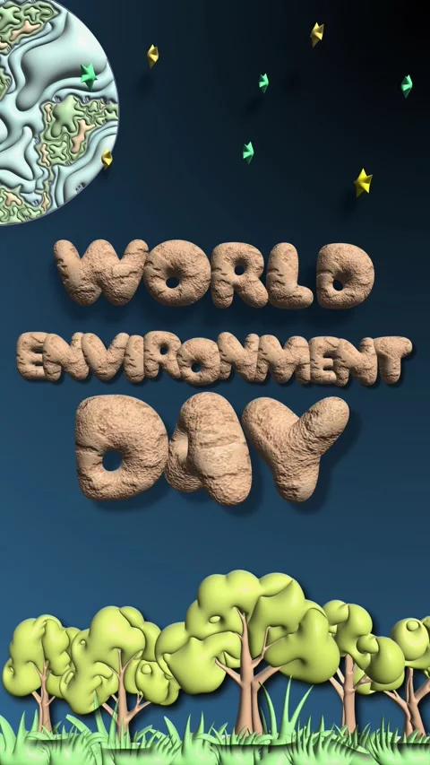 Vertical World Environment Day text greating card 3d animation background Stock Footage 301700569