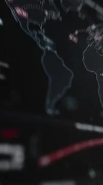 Vertical worldwide threat detection map interface Stock Photos