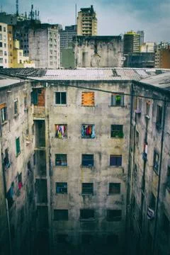 Vertical worn slum. 스톡 사진
