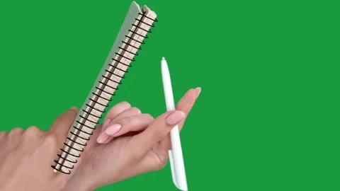 Vertical writer block lack idea hands pen notepad Stock Footage 284788647