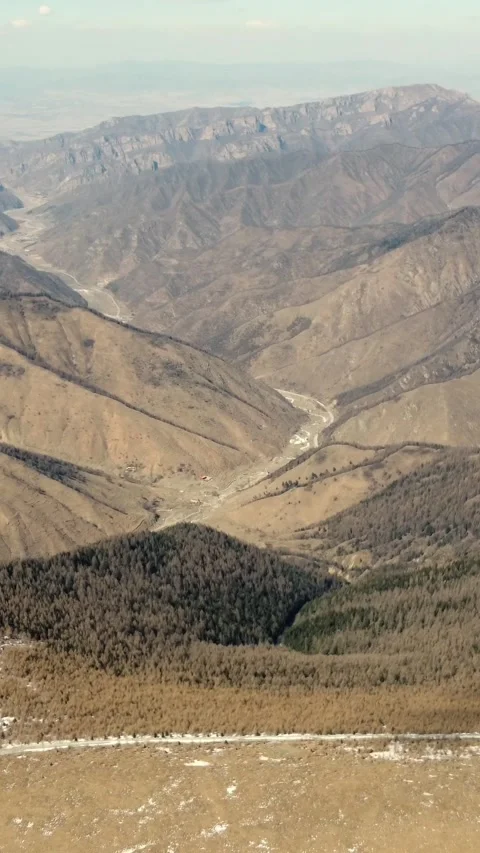 Vertical Wutai Mountain Aerial View Drone Chinese Temple Motion Stock Footage 327684807