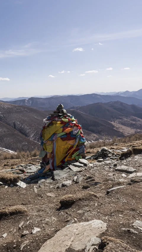 Vertical Wutai Mountain Scenic Peak Clouds Motion Timelapse Stock Footage 327677432