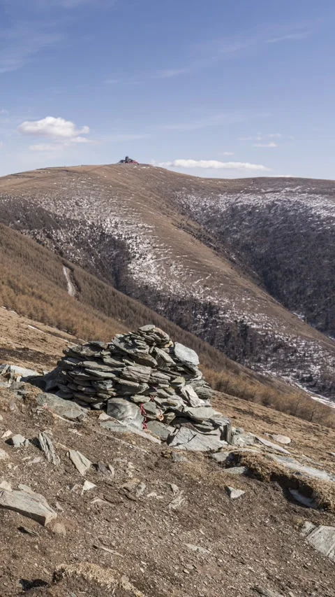Vertical Wutai Mountain Scenic Peak Clouds Motion Timelapse Stock Footage 327677433
