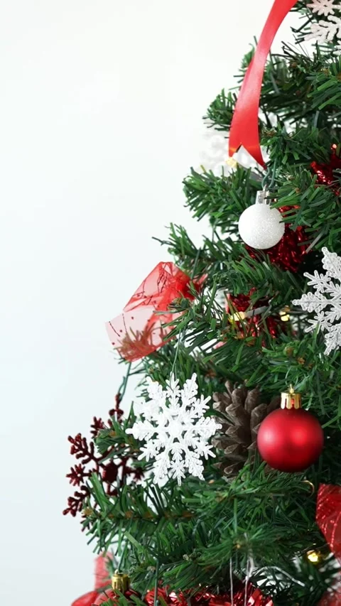 Vertical A Xmas elements decoration adorns the Christmas tree Stock Footage 313075915