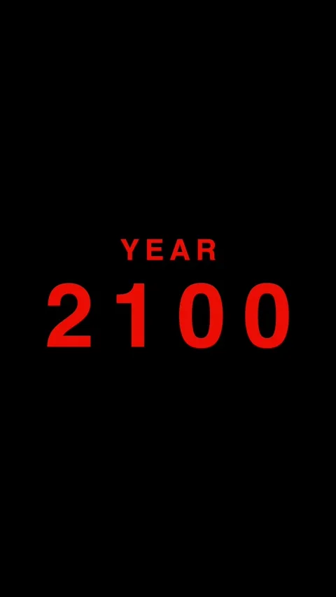Vertical Year 2100 Text Animation on Black Background for Future Timeline and Stock Footage 346640941