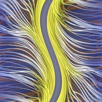 Vertical Yellow 3D Energy Flow Stock Illustration