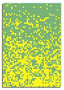 Vertical yellow abstract background with blue pixels, cover, title page of .. Stock Illustration
