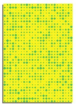 Vertical yellow abstract background with Green four leaf clovers, cover, ti.. Stock Illustration