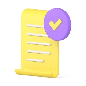 Vertical yellow glossy paper text document to do list successful reminder wit Stock Illustration