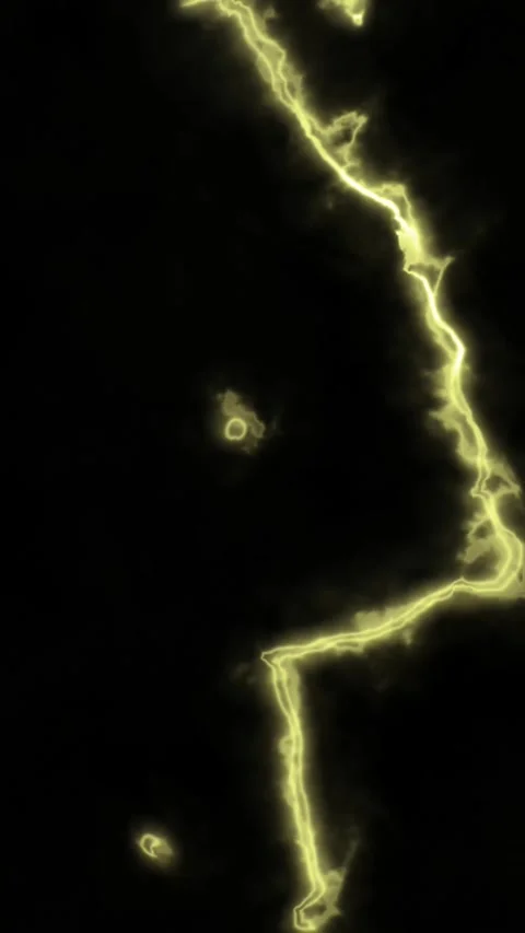 Vertical Yellow Lightning Thunder Bolt Energy 4K Seamless Loop Vídeo Stock 336171273