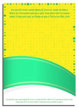 Vertical yellow white abstract background with green ribbon and four leaf c.. Stock Illustration