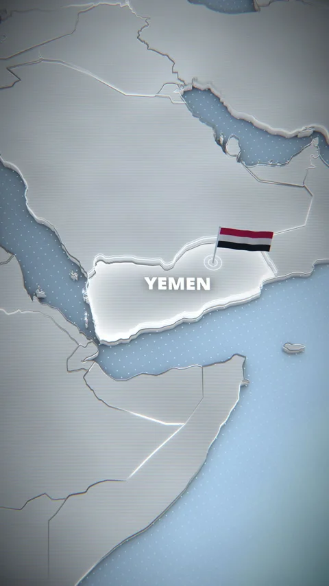 Vertical Yemen 3D Map Highlight With Flag For Mobile News Promos Stock Footage 336564847