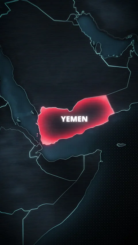 Vertical Yemen Map Glowing Red Highlight Mobile News Graphic Stock Footage 336564650