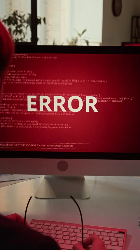 Vertical of Young Office Worker Facing System Error during Workday at Computer Stock Footage 331535572
