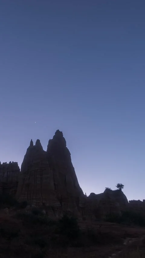 Vertical Yunnan Earth Forest Starry Night Galaxy Motion Timelapse Stock Footage 327673157