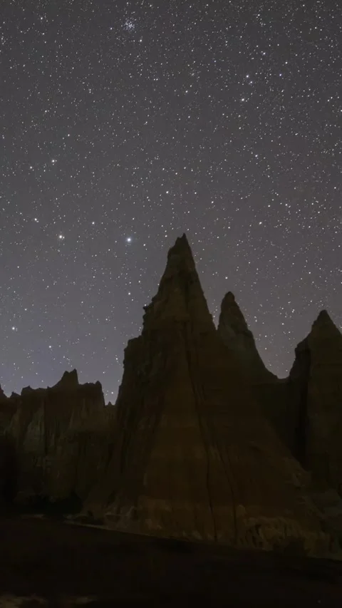 Vertical Yunnan Earth Forest Starry Night Galaxy Motion Timelapse Stock Footage 327673328