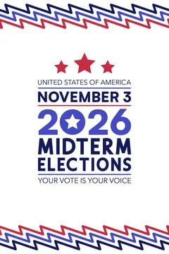 Vertical Zigzag Border White Background November 3 2026 Elections Stock Illustration