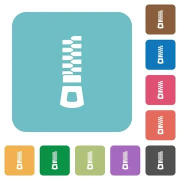 Vertical zipper rounded square flat icons Stock Illustration