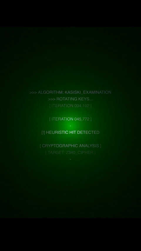 Vertical Zodiac Cypher Solving Screen HUD Overlay for True Crime Content Stock Footage 337763229