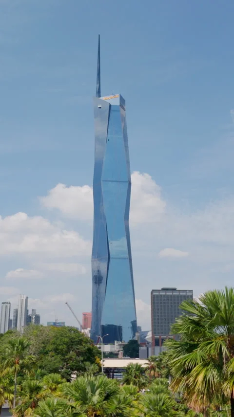 Vertical Zoomed Static View of Merdeka 118 Tower in Kuala Lumpur Stock Footage 343007382