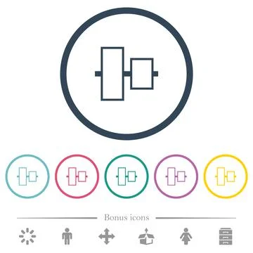 Vertically align to center  outline flat color icons in round outlines Stock Illustration