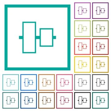 Vertically align to center  outline flat color icons with quadrant frames イラスト素材