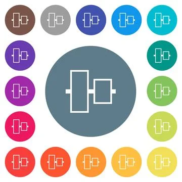 Vertically align to center  outline flat white icons on round color backgroun Stockillustratie