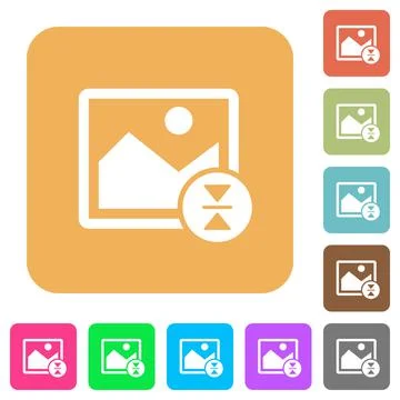 Vertically flip image rounded square flat icons Stock Illustration