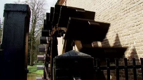 Vertically mounted water wheel in operation Stock Footage 62807563