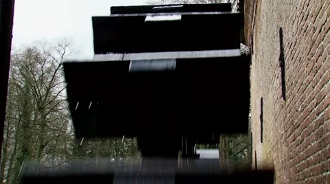 Vertically mounted water wheel rotary motion - on camera low angle Stock Footage 62808220