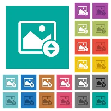 Vertically move image square flat multi colored icons Stock Illustration