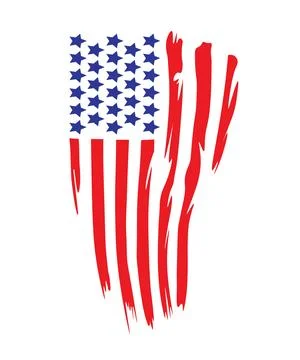 A vertically oriented black flag icon features a star section on the left and Stock Illustration