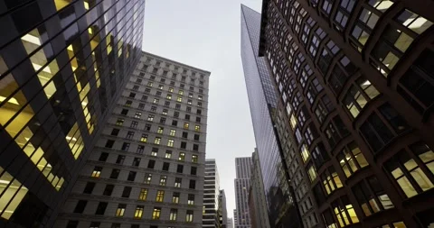 Vertically oriented city view reflects dreams of upward success and progress Stock Footage 333559740