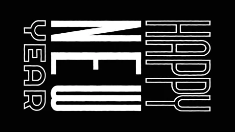Vertically Oriented HAPPY NEW YEAR Kinetic Typography Message Stock Footage 165634104