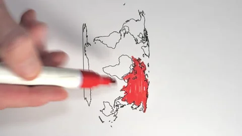 A vertically oriented look of the world map Stock Footage 143032592