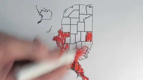 The vertically oriented map of the USA on the paper Stock Footage 146223732