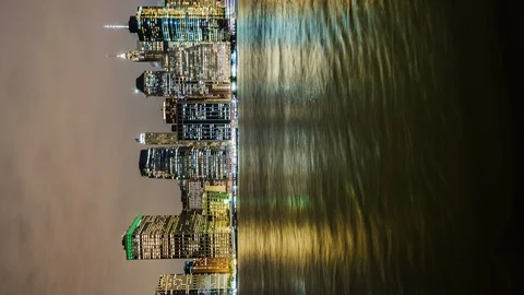 Vertically oriented night video of Manhattan. New York at night Stock Footage 103315015
