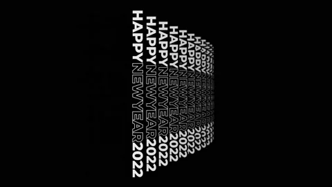 Vertically Oriented Typography Overlay Waves of Words HAPPY NEW YEAR 2022 Stock Footage 166522257