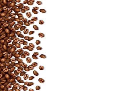 Vertically seamless vector background of scattered coffee beans and empty spa Illustrazione stock