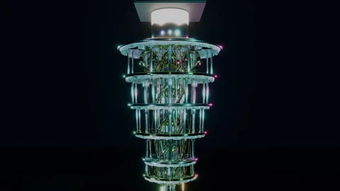 Vertigo Contra-Zoom On Central Quantum Core, 4K Stock Footage 345541753