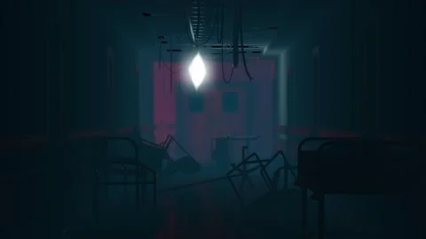 Vertigo effect as camera progresses through a haunting mental ward corridor.. Stock Footage 251544072