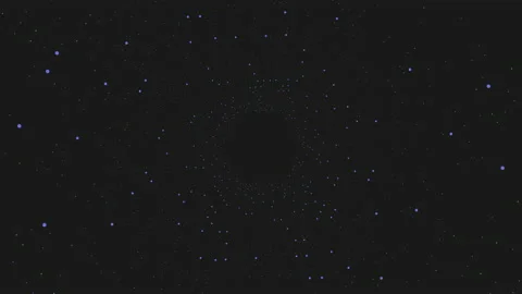 Vertigo hexagons with blue lines and dots in deep galaxy Video stock 195528330